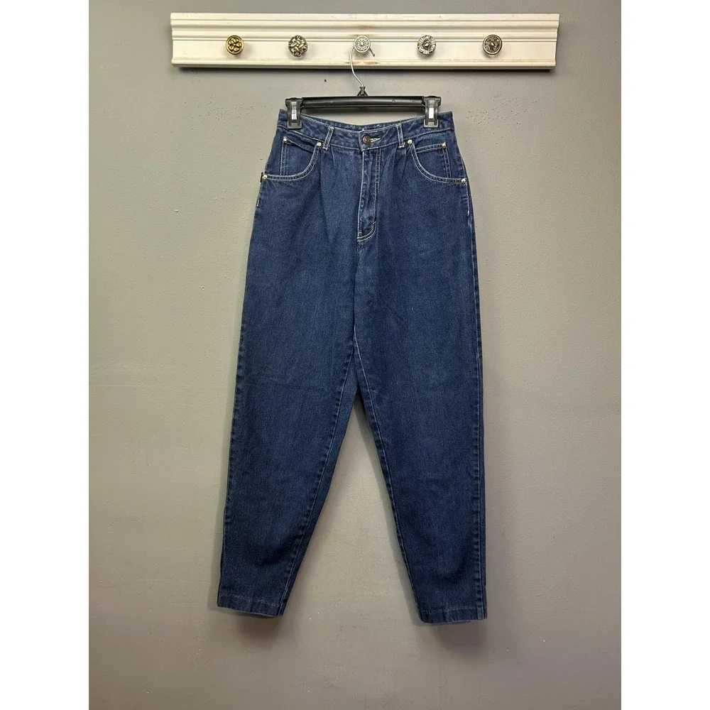 Vintage Sasson Jeans Juniors 9 Blue Medium Wash High Rise Mom 100% Cotton‎